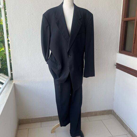 Valentino Other - Valentino Garavani Uomo Line Suit Men’s Sz 46 Navy Virgin Wool Tailored Flawed